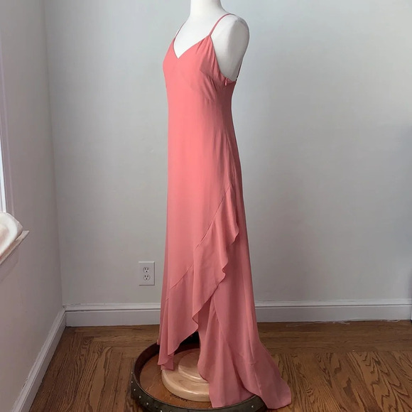 LULU’S Ada Lace Up Back Bohemian Maxi Slip Dress in Rusty Rose Size Medium - Picture 8 of 16